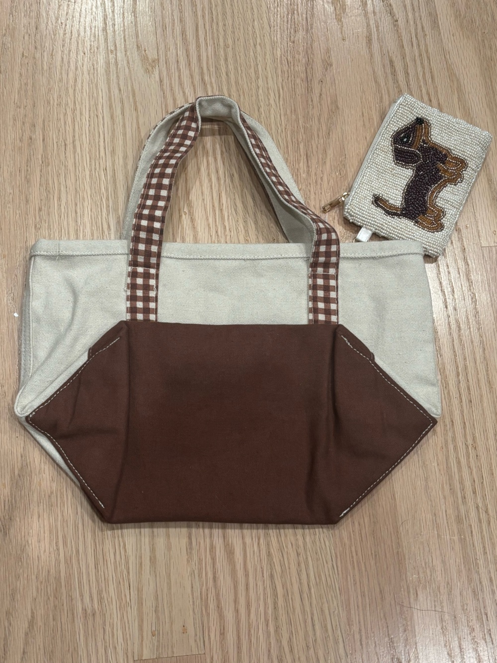 NWT Made in India Canvas Dog Applique Tote Bag w/ Beaded Coin Pouch - Picture 3 of 9
